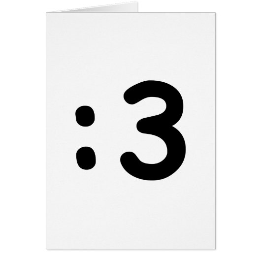 Kattengezicht Emoticon :3 Wenskaart (Voorkant)