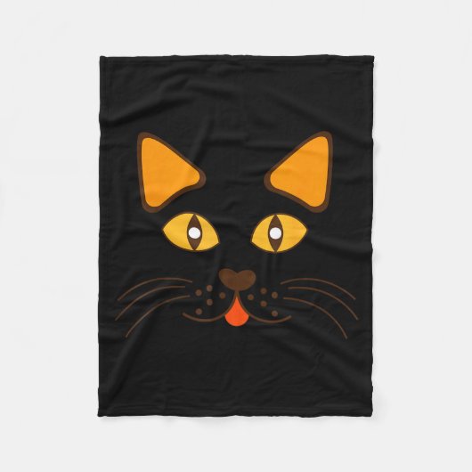 Kattengezicht Hoofd Grappig Schattig Halloween Kos Fleece Deken (Voorkant)