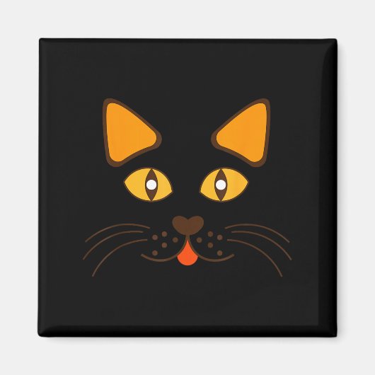 Kattengezicht Hoofd Grappig Schattig Halloween Kos Magneet (Voorkant)