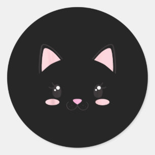 Kattengezicht katjes wimpers schattig grappig hall ronde sticker