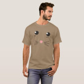 Kattengezicht lijntekening t-shirt (Voorkant volledig)