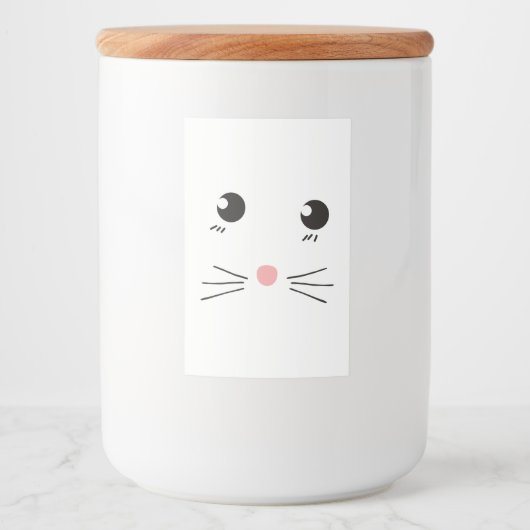 Kattengezicht lijntekening voedselcontainer etiket (Voorkant)