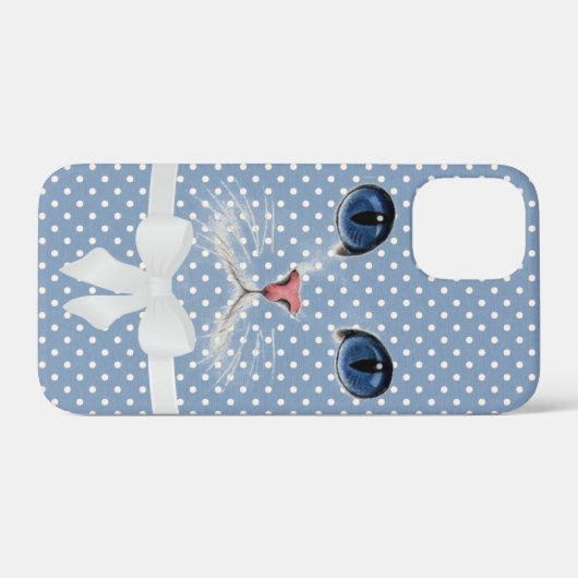 kattengezicht met boog op stippen Case-Mate iPhone case (Achterkant (horizontaal))