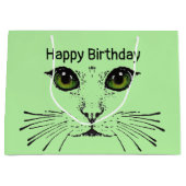  kattengezicht met groene ogen lange snorharen groot cadeauzakje (Voorkant)
