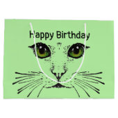  kattengezicht met groene ogen lange snorharen groot cadeauzakje (Achterkant)