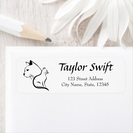 Kattengezicht met zwart-wit ontwerp etiket (Insitu)