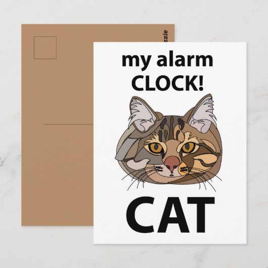 Kattengezicht Mijn Wekker Tabby Kat Briefkaart (Voorkant / Achterkant)