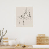 Kattengezicht minimalistische moderne lijnkunst poster (Keuken)