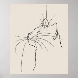 Kattengezicht minimalistische moderne lijnkunst poster