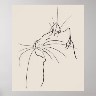 Kattengezicht minimalistische moderne lijnkunst poster