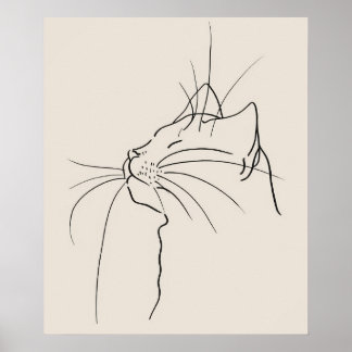 Kattengezicht minimalistische moderne lijnkunst poster