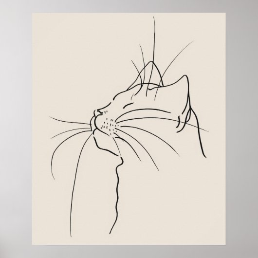 Kattengezicht minimalistische moderne lijnkunst poster (Voorkant)