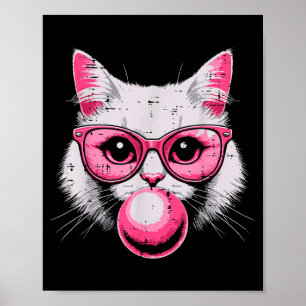 Kattengezicht Nk Bril Bubble Gum Schattige Kitty V Poster