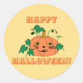 Kattengezicht Pompoen, bladeren, Halloween Sticker (Voorkant)