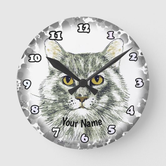 kattengezicht ronde klok (Voorkant)