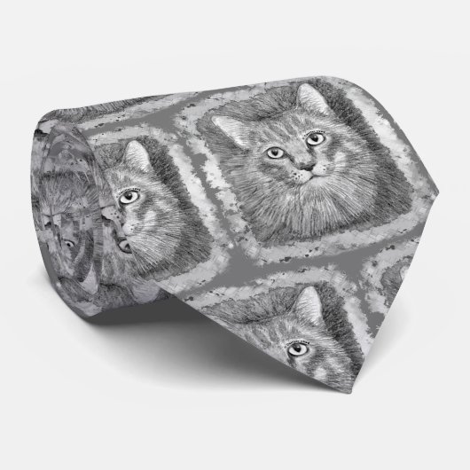 Kattengezicht schets stropdas (Opgerold)