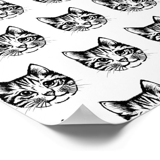 Kattengezicht schets tekening kattenliefhebber kat poster (Hoek)