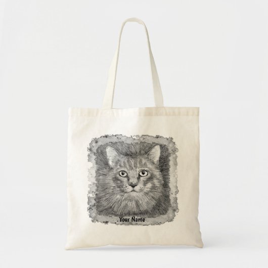 Kattengezicht schets tote bag (Voorkant)