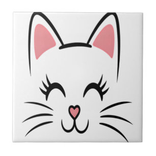 Kattengezicht Snorharen Print Liefde Halloween Tegeltje