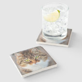 Kattengezicht Stenen Onderzetter (Zijkant)