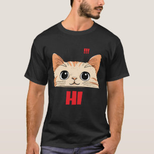 Kattengezicht T-shirt met korte mouwen   Unisex Zw