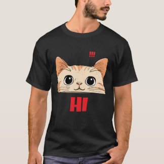 Kattengezicht T-shirt met Korte Mouwen | Unisex Zw