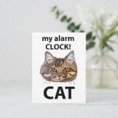 Kattengezicht Wekt mijn wekker Tabbykat Briefkaart (Staand voorkant)