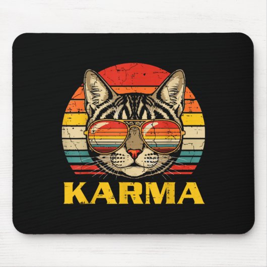 Kattengezicht Zonnebril Karma Grappige Kitten Kat Muismat (Voorkant)