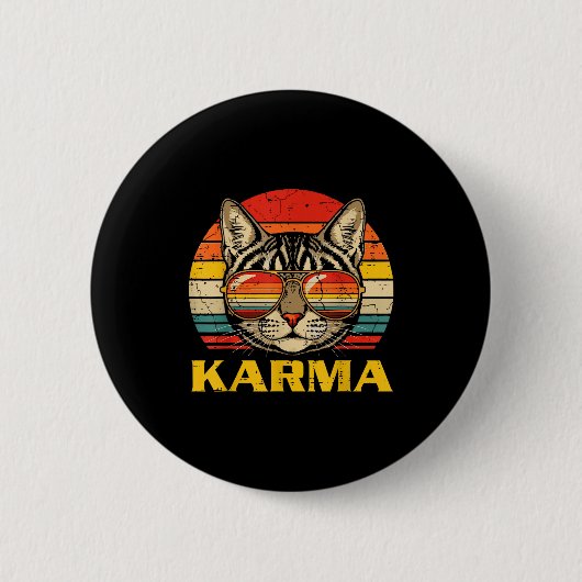 Kattengezicht Zonnebril Karma Grappige Kitten Kat Ronde Button 5,7 Cm (Voorkant)
