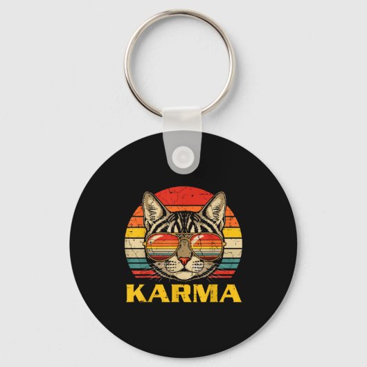 Kattengezicht Zonnebril Karma Grappige Kitten Kat Sleutelhanger (Voorkant)