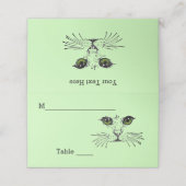 Kattengezicht Zwart Tekenen Groene Ogen Lange Whis Plaatskaartje (Buitenkant ongevouwen)