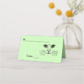 Kattengezicht Zwart Tekenen Groene Ogen Lange Whis Plaatskaartje (Voorkant)