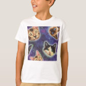 Kattengezichten met verschillende rassen en patron t-shirt (Voorkant)