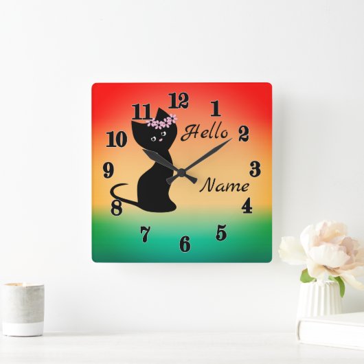 Kattengradiënt coraalblauwe ruggengraat vierkante klok (Huis)