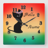 Kattengradiënt coraalblauwe ruggengraat vierkante klok (Voorkant)