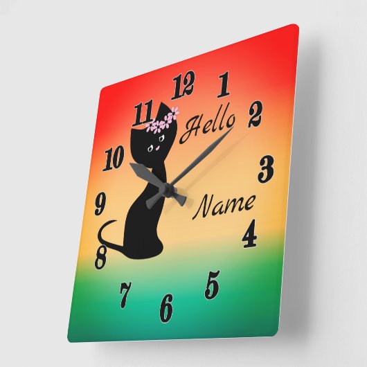 Kattengradiënt coraalblauwe ruggengraat vierkante klok (Hoek)