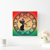 Kattengradiënt coraalblauwe ruggengraat vierkante klok (Huis)