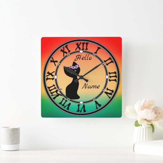 Kattengradiënt coraalblauwe ruggengraat vierkante klok (Huis)