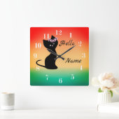 Kattengradiënt coraalblauwe ruggengraat vierkante klok (Huis)