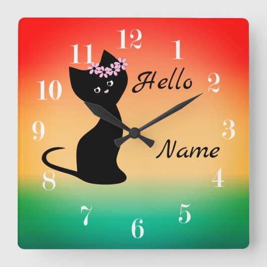 Kattengradiënt coraalblauwe ruggengraat vierkante klok (Voorkant)