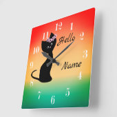 Kattengradiënt coraalblauwe ruggengraat vierkante klok (Hoek)