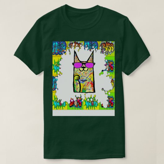Kattengraffiti Cool Art T-shirt (Design voorkant)