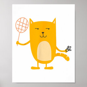 Kattengrafiek Badminton Speler Shuttle Sport Smash Poster