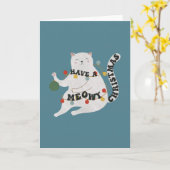 Kattengrap: Prettig Kerstmis met Meow Kaart (Gele Bloem)