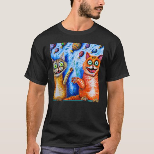 Kattengrap twee katjes meme t-shirt (Voorkant)