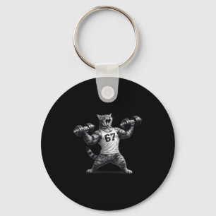 Kattengym workout grappig 67 zes zeven meme pomp k sleutelhanger