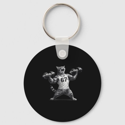 Kattengym workout grappig 67 zes zeven meme pomp k sleutelhanger (Voorkant)