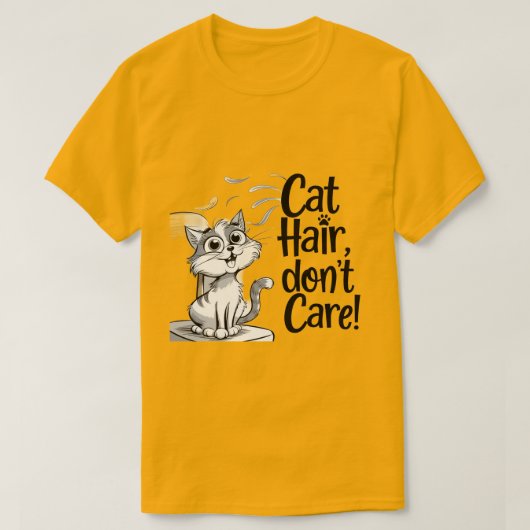 "Kattenhaar, geef niet om kattenliefhebbers!" T-shirt (Design voorkant)
