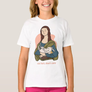 Kattenhaar maakt niet uit schattig Mona Lisa T-Shi T-shirt