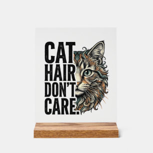 Kattenhaar maakt niet uit Vintage graveer cat shir Acryl Bord